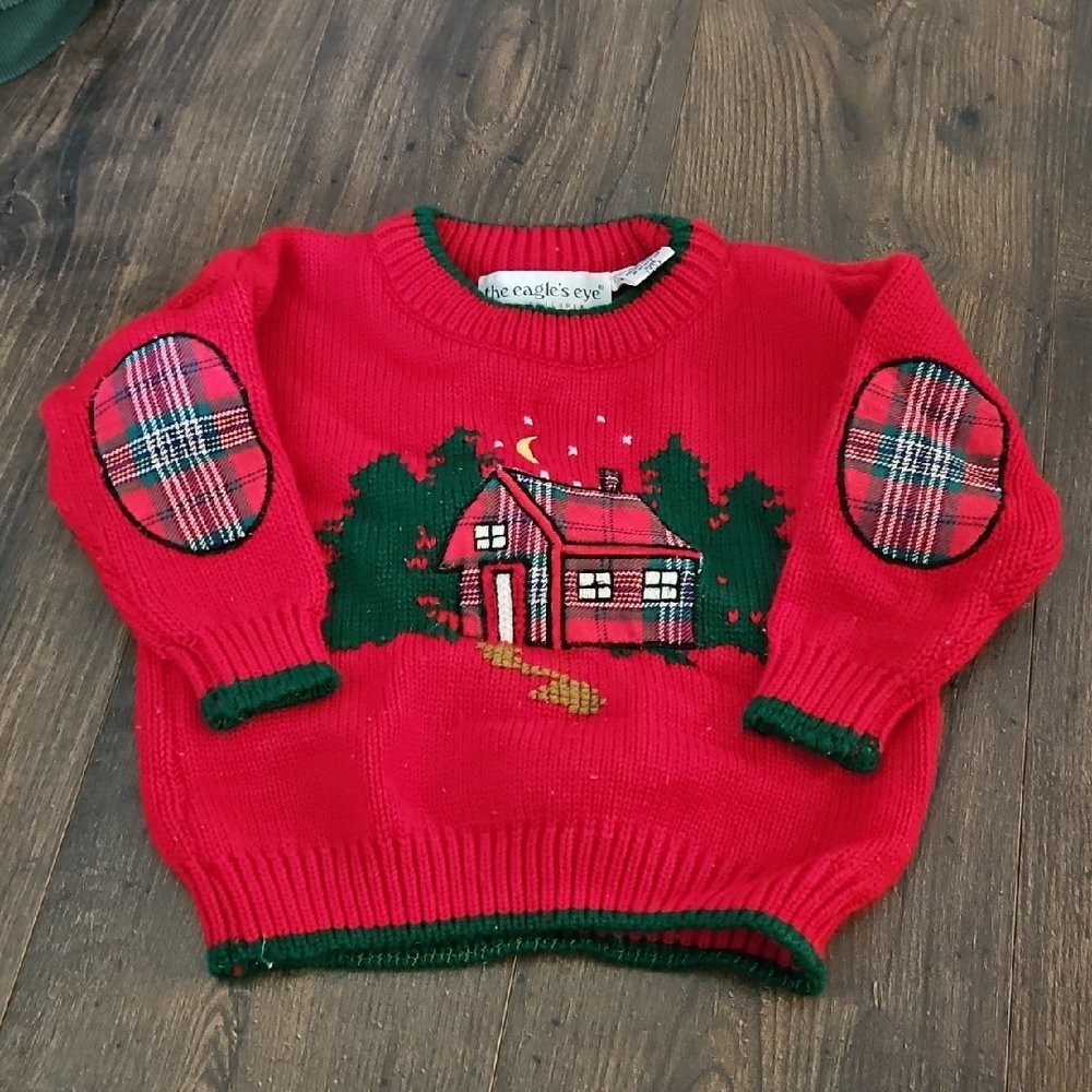 The Eagle's Eye Red Holiday Cabin Knit Sweater for Kids